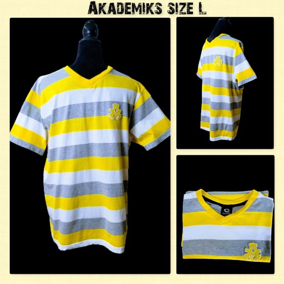 Akademiks Other - 🦅Akademiks Striped V-neck T-shirt size L